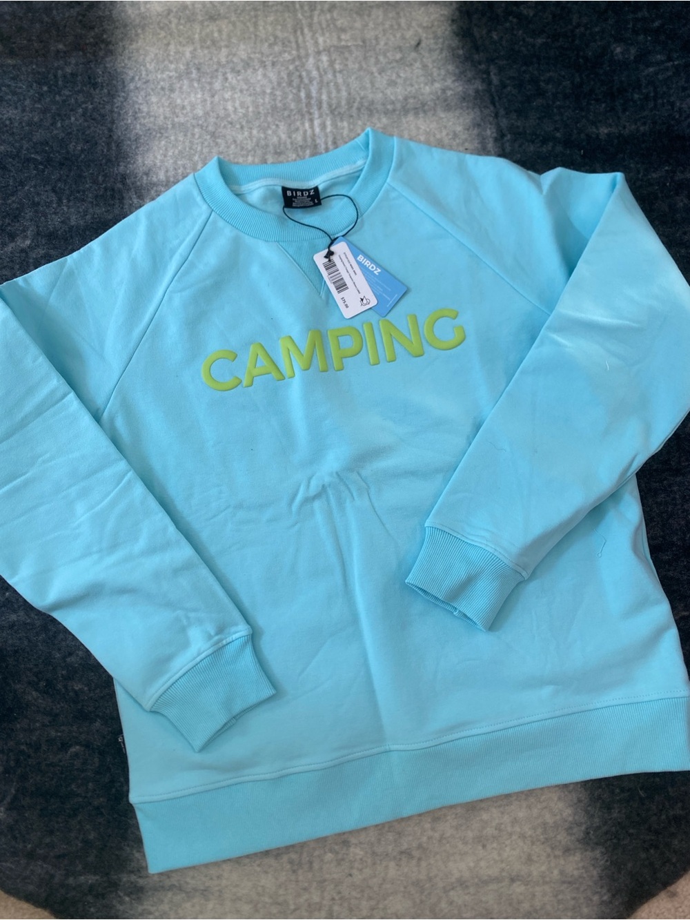 BIRDZ Blue 'Camping' Pullover Sweatshirt - Women L NWT